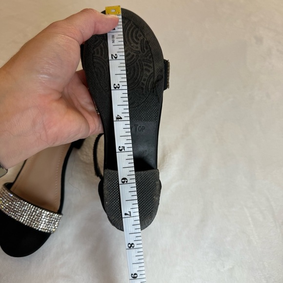 Lucky Top Gallery 45K Black Low Heels with Elegant Rhinestones and Ankle Strap - Picture 8 of 9